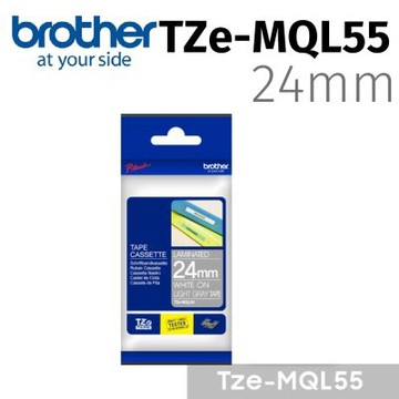 【Brother 兄弟】TZe-MQL55 原廠粉彩護貝標籤帶 ( 24mm 灰底白字 )