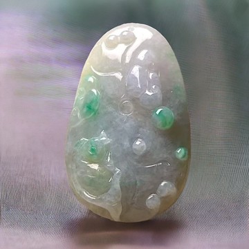 春帶彩翡翠巧雕荷包有魚項鍊 | 天然緬甸玉A貨翡翠 | 送禮