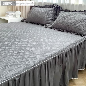 純色床罩套四件四季通用純棉加厚夾棉床裙單件全棉高檔床單帶裙邊