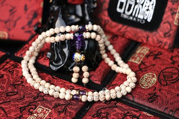 星月菩提子 6mm圓珠 108顆 天然紫水晶隔珠 佛珠 念珠 客製化串珠