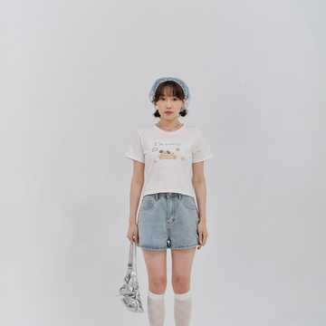 QUEENSHOP_S 女裝 短袖 手繪風快樂小狗合身短T 現+預 【01099916】