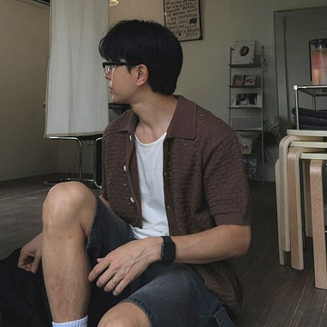 正韓鏤空編織翻領短袖開襟衫 5色 YUPPIE 預購出清