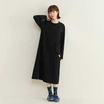 a la sha 立體口袋裝飾太空棉洋裝