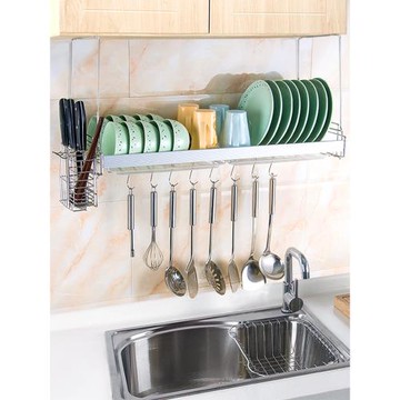 濾水碗架置碗架廚房不銹鋼304碗碟瀝水架墻上放碗控水壁掛置物架