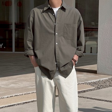 正韓棉質斜紋布寬版長袖襯衫 8色 YUPPIE 預購商品 0918