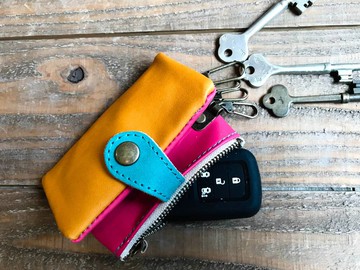 POCKET 懷舊夕陽茜紅 Pocket Plump Key case PPK-CRT-T 可裝卡片和硬幣