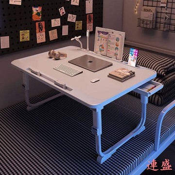 ??升降床上折疊小桌子宿舍學生多功能帶燈充電桌家用臥室學生學習桌