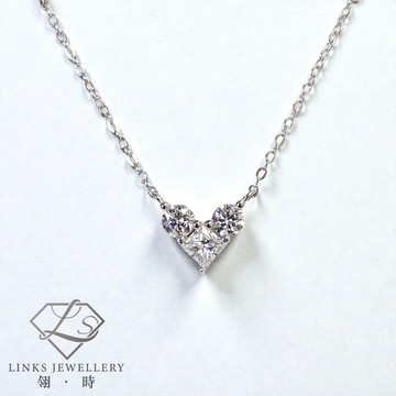 ［翎時珠寶］真正莫桑石 可過測鑽筆 18K金-愛心三石 項鍊吊墜 MN015 莫桑石項鍊 18K金項鏈 鑽石項鍊 鎖骨鏈