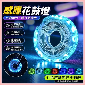 🔥臺灣熱賣⚡️永久平衡車自行車兒童花鼓燈感應輪轂燈七彩炫光充電車燈騎行必備🎉