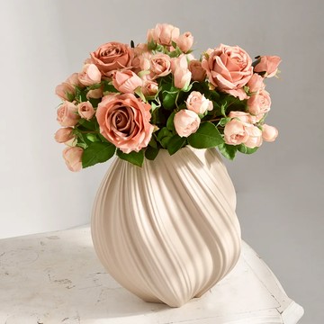 Meric Garden 法式洛可可暮光曲則陶瓷花瓶_浪漫夢幻花束組合