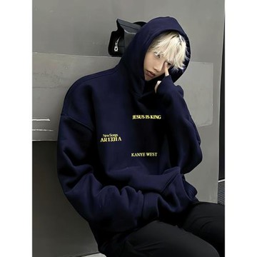 KANYE ALTINA美式侃爺發泡印花小眾潮寬松字母加絨連帽衛衣男秋冬