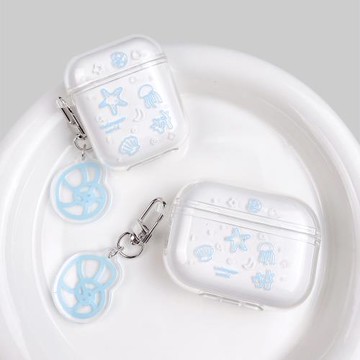 藍色海星水母適用Baseus倍思E3耳機套M2透明W04軟WM05真無線藍牙WM02保護殼M2/W04+/storm3無線耳機套wo4/3