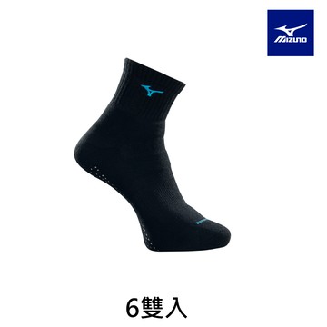 【MIZUNO 美津濃】男運動厚底短襪 6雙入 32TXC70192Q（黑x藍）
