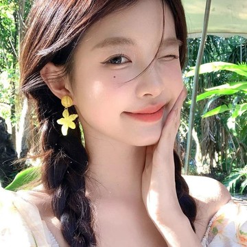 🍀初夏上新🍀【我的臉很圓】夏日森系椰之耳環度假風海邊百搭黃色吊墜耳環女生