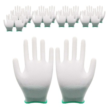 嘉鴻牌 合手型棉紗手套 pu塗掌手套 白色 l碼 10雙/包 工作手套 防滑手套 耐磨手套  1入