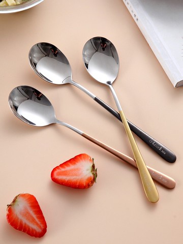 韓式勺子304不銹鋼湯勺食品級餐具家用調羹兒童飯勺套裝