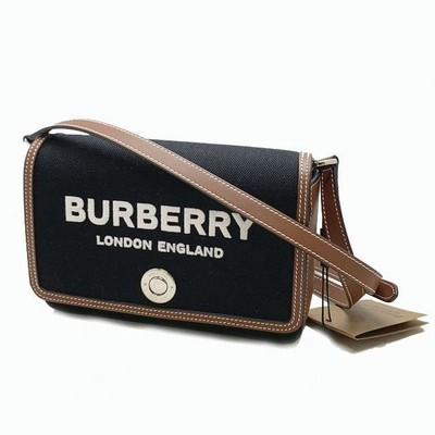 BURBERRY テクニカルコットン レザー ミニ ノートバッグ ブラック