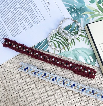 格紋毛呢小外套 / 格 毛呢 / 織帶 髮帶 髮箍