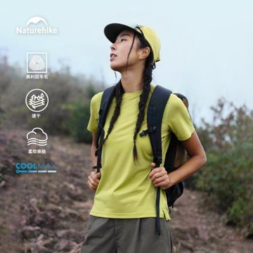 挪客美利奴羊毛速干T恤2026春新款女圓領短袖戶外運動登山上衣