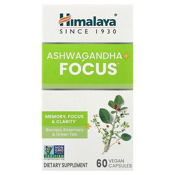 Himalaya, 南非醉茄 + 專注力，60 粒全素膠囊