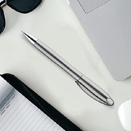 10 Twist Action Plastic Ballpoint Pens Matte Barrel, Black Ink Silver