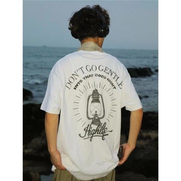 HIGHLIFE露營咖色休閑短袖T恤