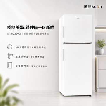 Kolin 歌林247公升一級變頻雙門電冰箱KR-P225V06 (拆箱定位+舊機回收)