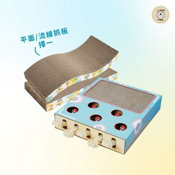 【TNA 悠遊】1+1磨爪紓壓組∣平面/流線印花貓抓板+抓抓貓瘋狂玩具盒
