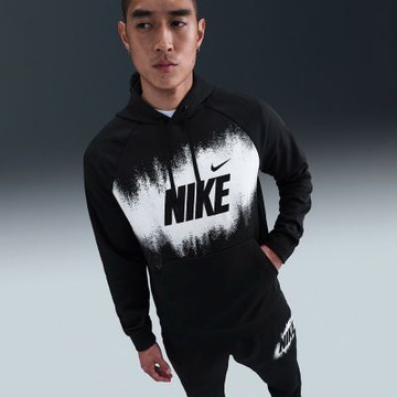 NIKE 長袖上衣 男 帽T 加絨 AS M NK TF FLEECE PO HD GFX 黑白 HV4063-010 (3S4584)