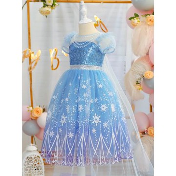冰雪奇緣艾莎公主裙夏季女寶小童愛莎連衣裙高端愛沙elsa紗裙禮服