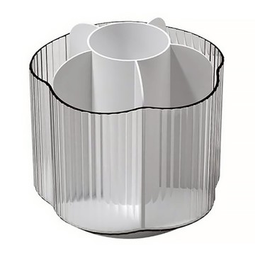 樂居家 桌上型六格旋轉收納桶  筆刷收納 文具收納 化妝品辦公室桌面整潔  透明款  1個