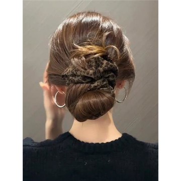 復古麂皮絨大腸發圈超大頭花豹紋頭繩女2026新款高級感丸子頭發飾