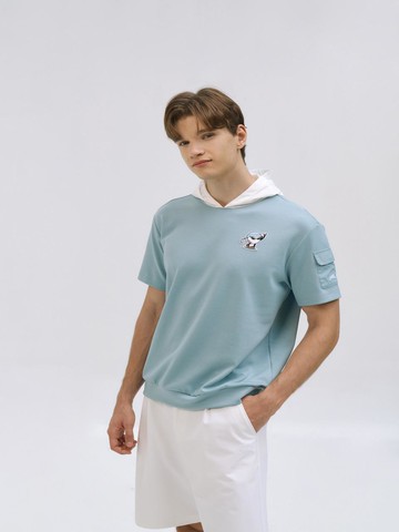 GoXO Finish Ball Hooded Short-Sleeved Sweatshirt B