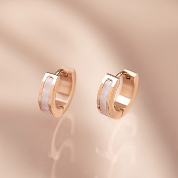 [鈦鋼]MARIGOLD極簡琺瑯西德鋼耳環【KMD684】-白/黑