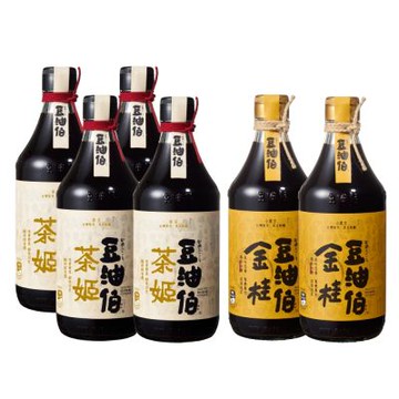 【豆油伯】 必回購全方位料理組(茶姬釀造醬油500mlx4+金桂釀造醬油x2，共6入)