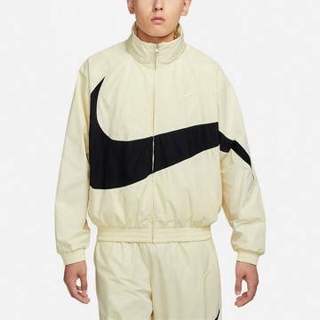 S.G NIKE Swoosh Jacket 風衣外套 FB7878-113 奶油 黑勾 男 防潑水 大勾  立領 寬鬆