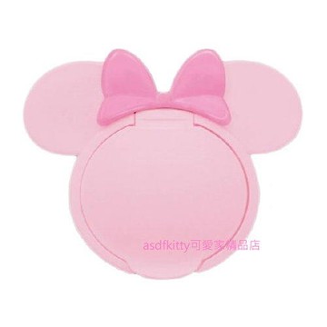 米妮造型粉紅色濕紙巾蓋-可重複黏貼-隨身包.溼拖巾.廚房油污濕巾.也可使用-日本製