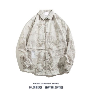 日系復古扎染長袖襯衫男女潮牌嘻哈寬松休閑痞帥慵懶bf風襯衣外套