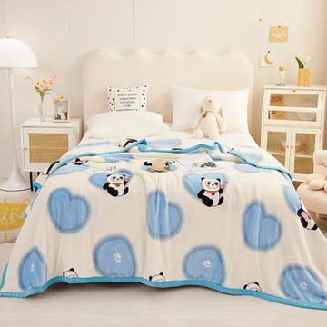 2023新款雙面加厚雪貂絨純色保暖蓋毯卡通印花冬兒童毛毯批發外貿