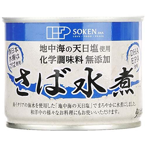 [創健社] 缶詰 さば水煮 190g(固形量140g)×4  国内水揚げの鯖を使用