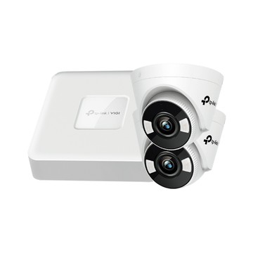 TP-Link 昌運監視器組合 VIGI NVR1104H-4P 4路主機+VIGI C430 VIGI 3MP 全彩半球型監視器/商用網路監控攝影機*2