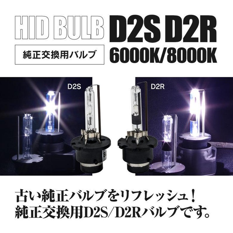 AZ) HIDバルブ D2S/D2R UVカット 石英ガラス 6000K 8000K ケルビン数選択制 2本セット 純正HID交換バルブ hid 2個  純正HID車 カスタム ドレスアップ | LINEショッピング