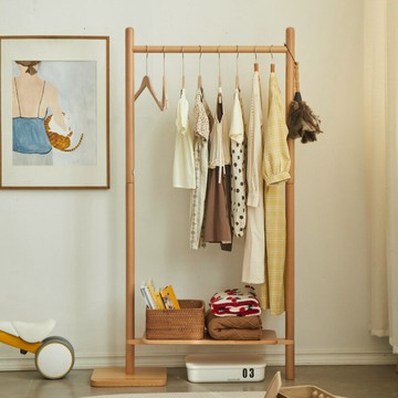 簡約現代室內落地衣帽架客廳全實木掛衣架臥室日式簡易衣物收納架 雙11全館免運
