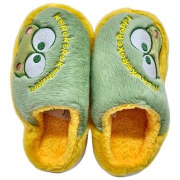 大眼蛙 卡通造型柔軟毛絨防滑厚底保暖包頭室內親子拖鞋  36~37