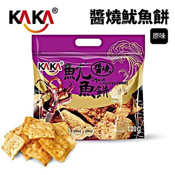 《愛山玲》KAKA 醬燒魷魚餅 120g 原味｜八道工法 酥香零食 海鮮餅乾