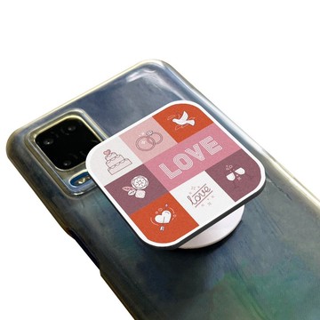 婚禮正方形氣囊手機架 粉色LOVE款 客製化禮物 手機座 手機支架