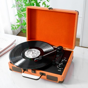 歐式客廳黑膠唱片機家居時尚復古留聲機戶外便攜手提藍牙音箱禮品【Snowbelle優選】
