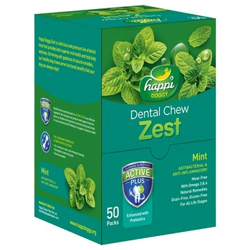 happi DOGGY 纖嚼 健齒棒 50入 無穀 含有Omega 3 & 6  薄荷  1盒