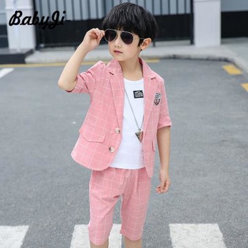男童西裝三件套2024新款中大童男孩西服夏季小孩韓版花童禮服套裝