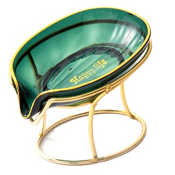 小麥購物 輕奢風瀝水肥皂金色支架 L2087  透綠色  1個